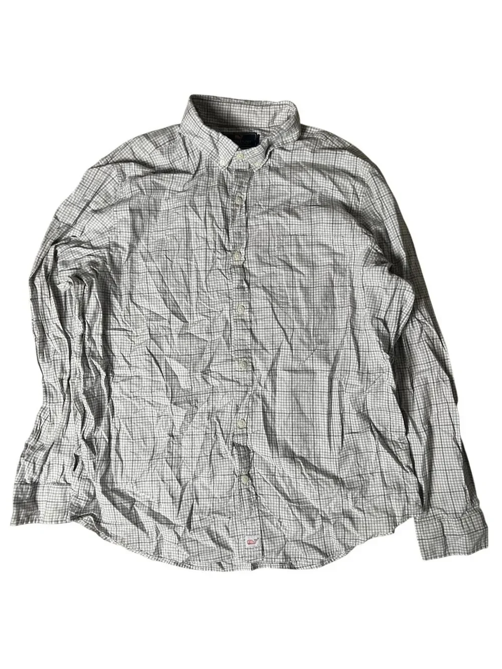 Vineyard Vines Shirt Mens XL Gray Check Long Sleeve Button Up Slim Fit